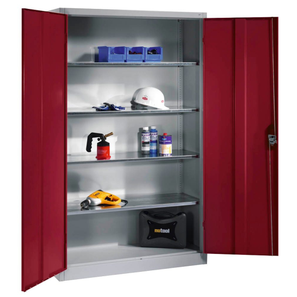 4064615170738 - Stahlschrank 8931-052 S10283 lichtgrau rubinrot 1200 x 500 x 1950 cm aufgebaut 4064615170738 C+P-Möbel 4064615170738 - Stahlschrank 8931-052 S10283 lichtgrau rubinrot 1200 x 500 x 1950 cm aufgebaut 4064615170738 C+P-Möbel